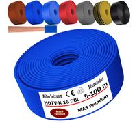 MAS Premium De 5 à 100 m Câble conducteur H07 V-K 16 mm² Noir Brun Bleu foncé Vert jaune Gris Bleu clair Orange ou Rouge Conducteur unique flexible (Bleu foncé, 50 m)