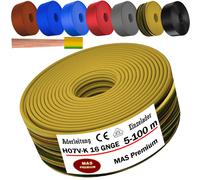 MAS Premium De 5 à 100 m de câble conducteur H07 V-K 16 mm² Noir Brun Bleu foncé Vert-jaune Gris Bleu clair Orange ou Rouge, conducteur unique flexible (Vert-jaune, 30m)