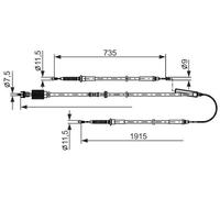 Câble de frein à main 1 987 482 801 BOSCH pour OPEL ASTRA J