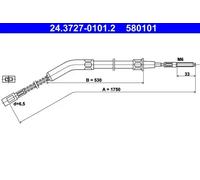 ATE 24.3727-0101.2 Câble de frein à main