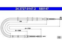 Câble de frein à main 24.3727-0147.2 ATE pour AUDI 80 B4 A trois volumes