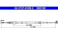 Câble de frein à main 24.3727-0189.2 ATE pour AUDI TT TT Roadster
