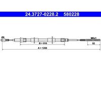 ATE Câble de frein à main Câble De Frein à Main 24.3727-0228.2 arrière 1255mm