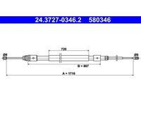 Câble de frein à main 24.3727-0346.2 ATE pour CITROËN C3 I C3 Pluriel