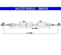 Câble de frein à main 24.3727-0353.2 ATE pour CITROËN XSARA PICASSO