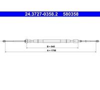 Câble de frein à main 24.3727-0358.2 ATE pour CITROËN PEUGEOT