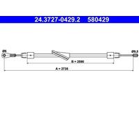 ATE 24.3727-0429.2 Câble de frein à main