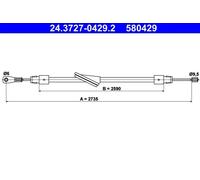 Câble de frein à main 24.3727-0429.2 ATE pour MERCEDES-BENZ CLASSE C T-Model CLK