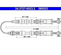 Câble de frein à main 24.3727-0523.2 ATE pour FIAT CINQUECENTO