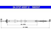Câble de frein à main 24.3727-0557.2 ATE pour FIAT PANDA