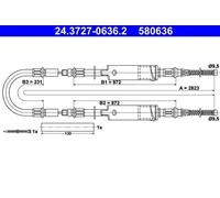 Câble de frein à main 24.3727-0636.2 ATE pour FORD TRANSIT Autobus/Autocar