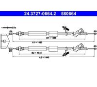 Câble de frein à main 24.3727-0664.2 ATE pour FORD FOCUS II FOCUS II Turnier