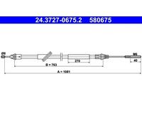 Câble de frein à main 24.3727-0675.2 ATE pour FORD MAVERICK