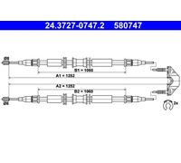 Câble de frein à main 24.3727-0747.2 ATE pour OPEL ASTRA G Break ASTRA G Coupé