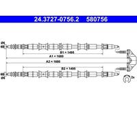 ATE Câble de frein à main 24.3727-0756.2 pour Opel Zafira A Monospace / Vauxhall