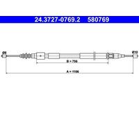 Câble de frein à main 24.3727-0769.2 ATE pour OPEL CORSA C