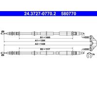 Câble de frein à main 24.3727-0770.2 ATE pour OPEL ASTRA H Break ASTRA H GTC