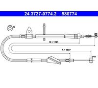 Câble de frein à main 24.3727-0774.2 ATE pour OPEL SUZUKI