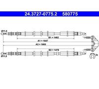 Câble de frein à main 24.3727-0775.2 ATE pour OPEL ASTRA H ASTRA H GTC