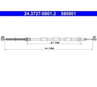 Câble de frein à main 24.3727-0801.2 ATE pour PEUGEOT 205 I 205 II