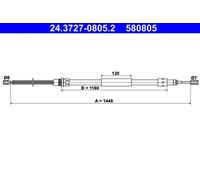 Câble de frein à main 24.3727-0805.2 ATE pour PEUGEOT 309 I 309 II