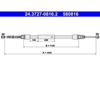 Câble de frein à main 24.3727-0816.2 ATE pour PEUGEOT CITROËN