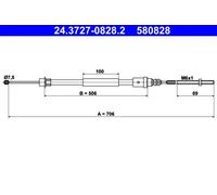 Câble de frein à main 24.3727-0828.2 ATE pour PEUGEOT 406 Coupé