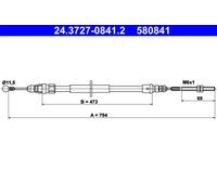 ATE 24.3727-0841.2 Câble de frein à main