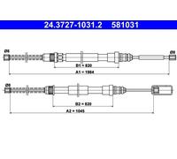 Câble de frein à main 24.3727-1031.2 ATE pour RENAULT ESPACE I ESPACE II