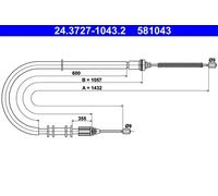 Câble de frein à main 24.3727-1043.2 ATE pour RENAULT KANGOO Express KANGOO
