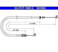 Câble de frein à main 24.3727-1065.2 ATE pour RENAULT MEGANE I Grandtour