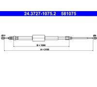 Câble de frein à main 24.3727-1075.2 ATE pour RENAULT GRAND SCÉNIC II
