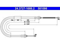 Câble de frein à main 24.3727-1086.2 ATE pour RENAULT MODUS / GRAND MODUS