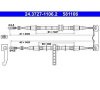 Câble de frein à main 24.3727-1106.2 ATE pour SAAB 9-3 9-3 Cabriolet