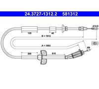 Câble de frein à main 24.3727-1312.2 ATE pour VOLVO S80 I