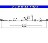 ATE 24.3727-1942.2 Câble de frein à main