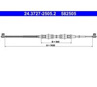 Tirette à câble, frein de stationnement ATE 24.3727-2505.2