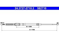 ATE Câble de frein à main 24.3727-2710.2 pour SKODA, SEAT