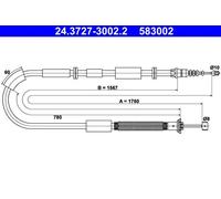 Câble de frein à main 24.3727-3002.2 ATE pour LANCIA DELTA III