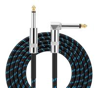 Câble de guitare - 3 m - 6,35 mm - Câble jack TS - Avec fiche à angle droit - Compatible avec guitare électrique, basse, amplificateur, pédales, claviers, microphone - Câble auxiliaire pour un son