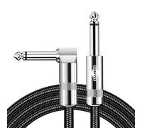 Câble de guitare 6,35 mm pour guitare, basse, clavier, mandoline, câble TS tressé, câble audio professionnel, câble d'instrument audio professionnel coudé vers droit