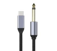 Câble de guitare USB C guitare 1 / 4 pouces, lien sonore 6.35Mm, 5m | Accessoires de microphone de guitare électrique, blindage tressé pour l ' enregistrement d ' instruments de chant, son