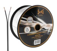 SeKi Câble de haut-parleur 2 x 0,75 mm2 - 100 m - Blanc - CCA - Câble audio - Câble de boîte