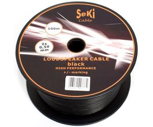 Câble de haut-parleur noir 2 x 0,50 mm² Bobine de 100 m