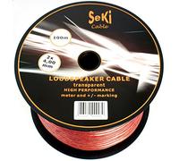 SeKi Câble de haut-parleur transparent 2 x 4,00 mm² 100 m sur bobine en plastique