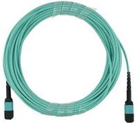 Câble de jonction fibre optique compatible Corning J759312TE8-NB033F BlueOptics, MTP/UPC à MTP/UPC, 10 mètres, multimode G50/125µm, OM3, fibre de marque, 3.0mm LSZH aqua, 12 âmes, type B, connecteur M