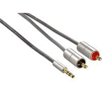 Câble de liaison ""AluLine"" (fiche jack 3,5 mm mâle, stéréo - 2 RCA mâles, gaine en tissu, 1 m) Argent