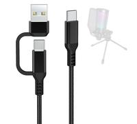 Câble de microphone USB A/C vers type C compatible avec Fifine AmpliGame A6V/A6T/AM8/K688/A8, HyperX SoloCast, QuadCast 2/S/2 S, Logitech G Yeti GX, TONOR TC30, Elgato Wave 3, Wave Neo Mic (2 m)