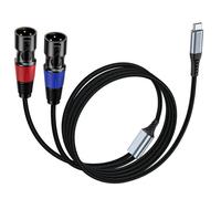 Câble de microphone USB C vers double XLR pour Sortie Audio,Tressé 2 Mètres pour Amplificateur,Haut-Parleur,Console de Mixage,Compatible avec iPhone 15/16 (2 Mètres)