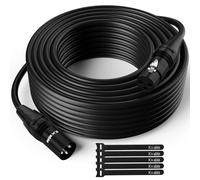 Câble de microphone XLR de 45,7 m, 3 broches blindé mâle vers femelle, câble DMX pour amplificateur, studio d'enregistrement, lumière, haut-parleur, mixeur avec 5 attaches de câble - 45,7 m